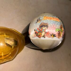 Vintage 1979 Current Forest Animals Satin Silk Ball Christmas Ornament